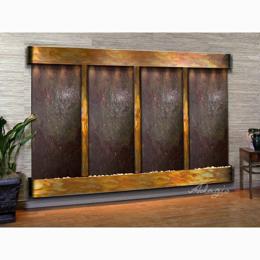 RegalFalls-Multi-ColorFeatherStone-RusticCopper-Rounded-WhiteLED - Outdoor Art Pros