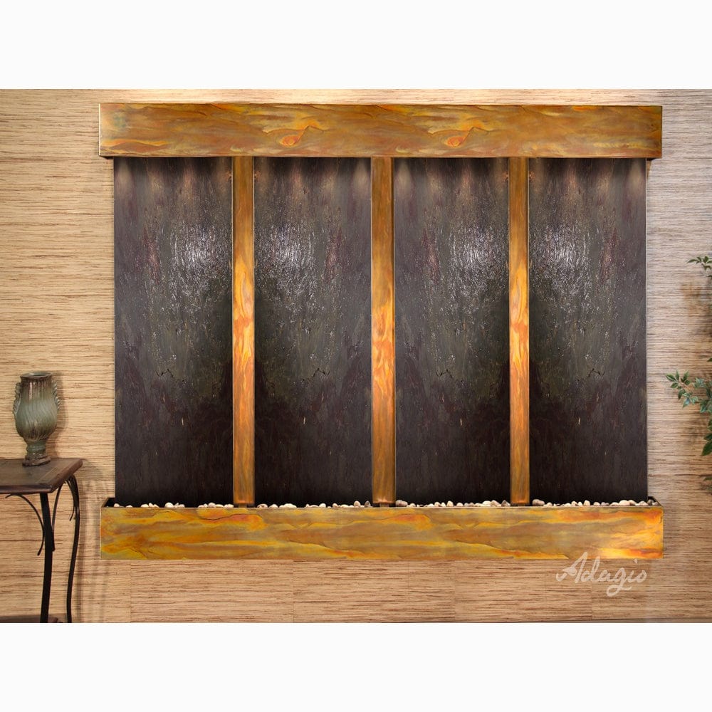 RegalFalls-Multi-ColorFeatherStone-RusticCopper-Squared-WhiteLED - Outdoor Art Pros