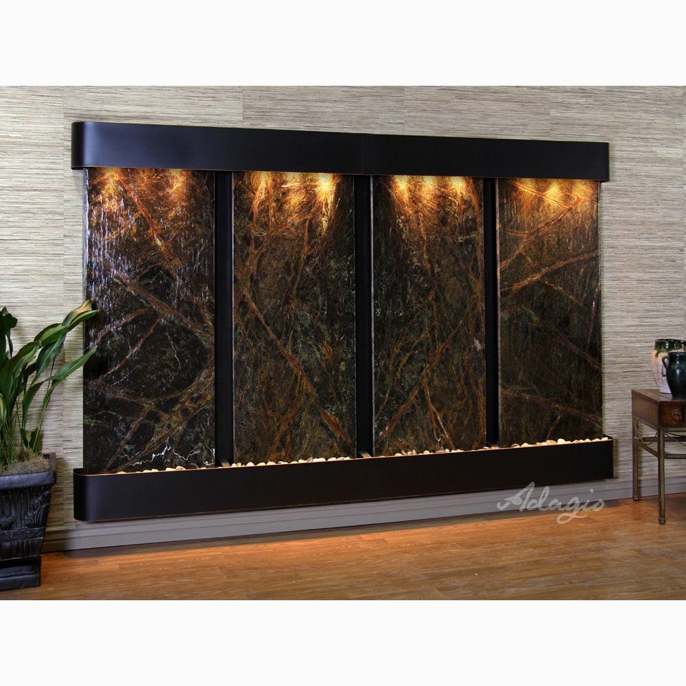 RegalFalls-RainforestGreenMarble-BlackenedCopper-Rounded-WhiteLED - Outdoor Art Pros
