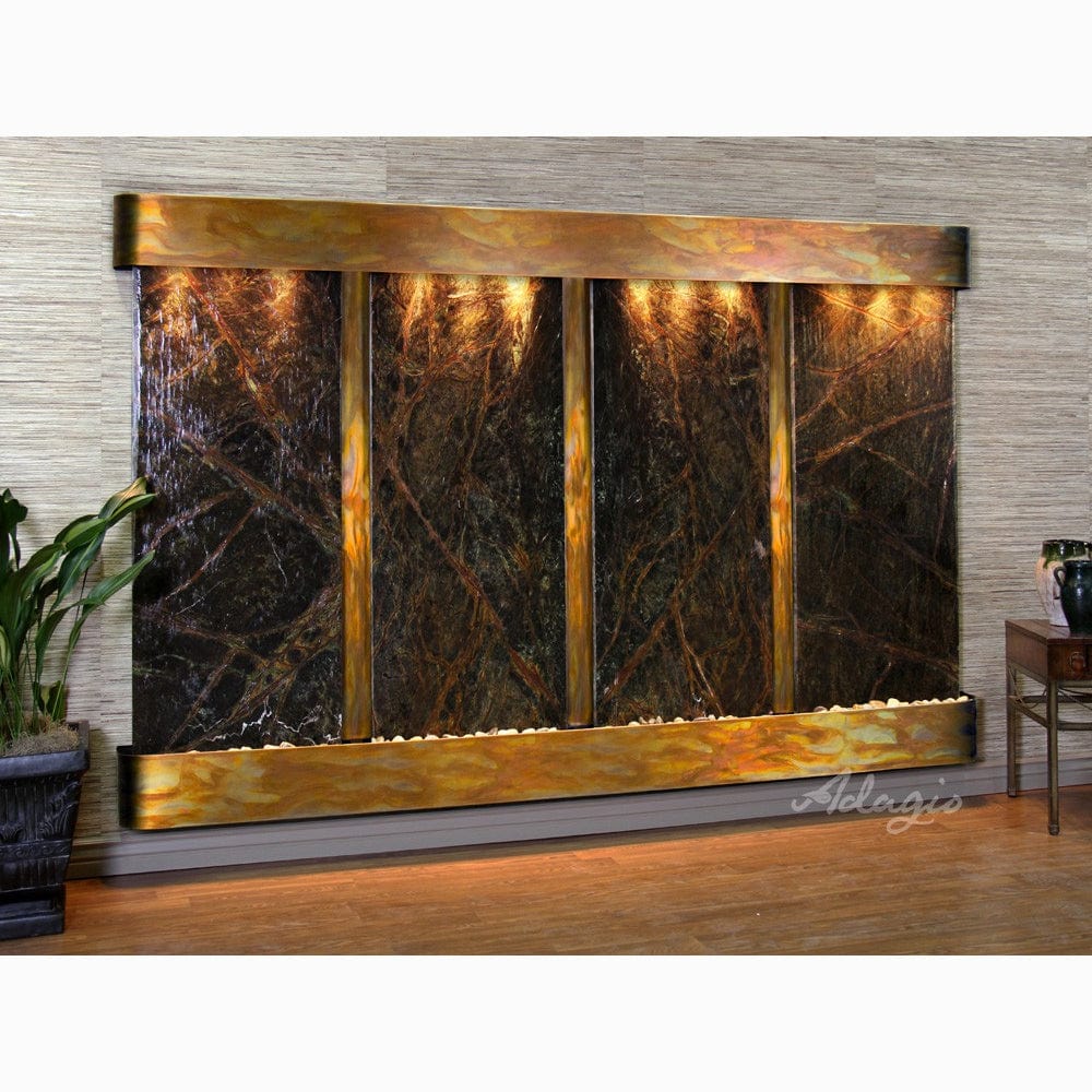 RegalFalls-RainforestGreenMarble-RusticCopper-Rounded-WhiteLED - Outdoor Art Pros