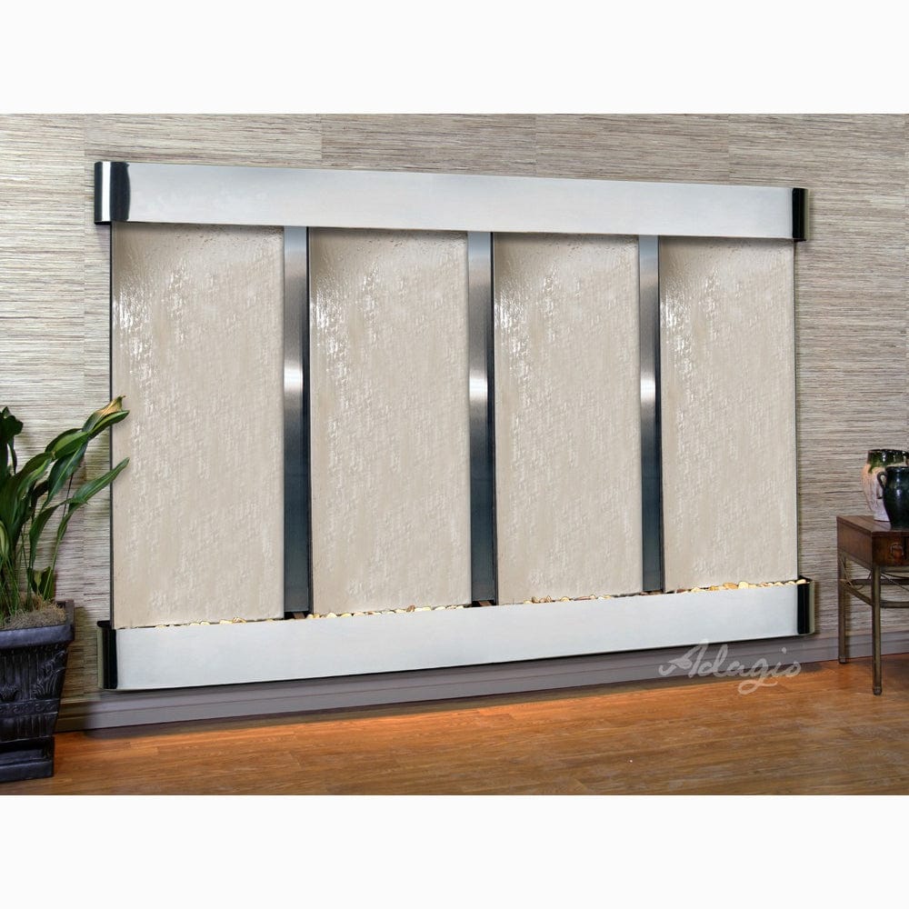 RegalFalls-SilverMirror-StainlessSteel-Rounded-WhiteLED - Outdoor Art Pros