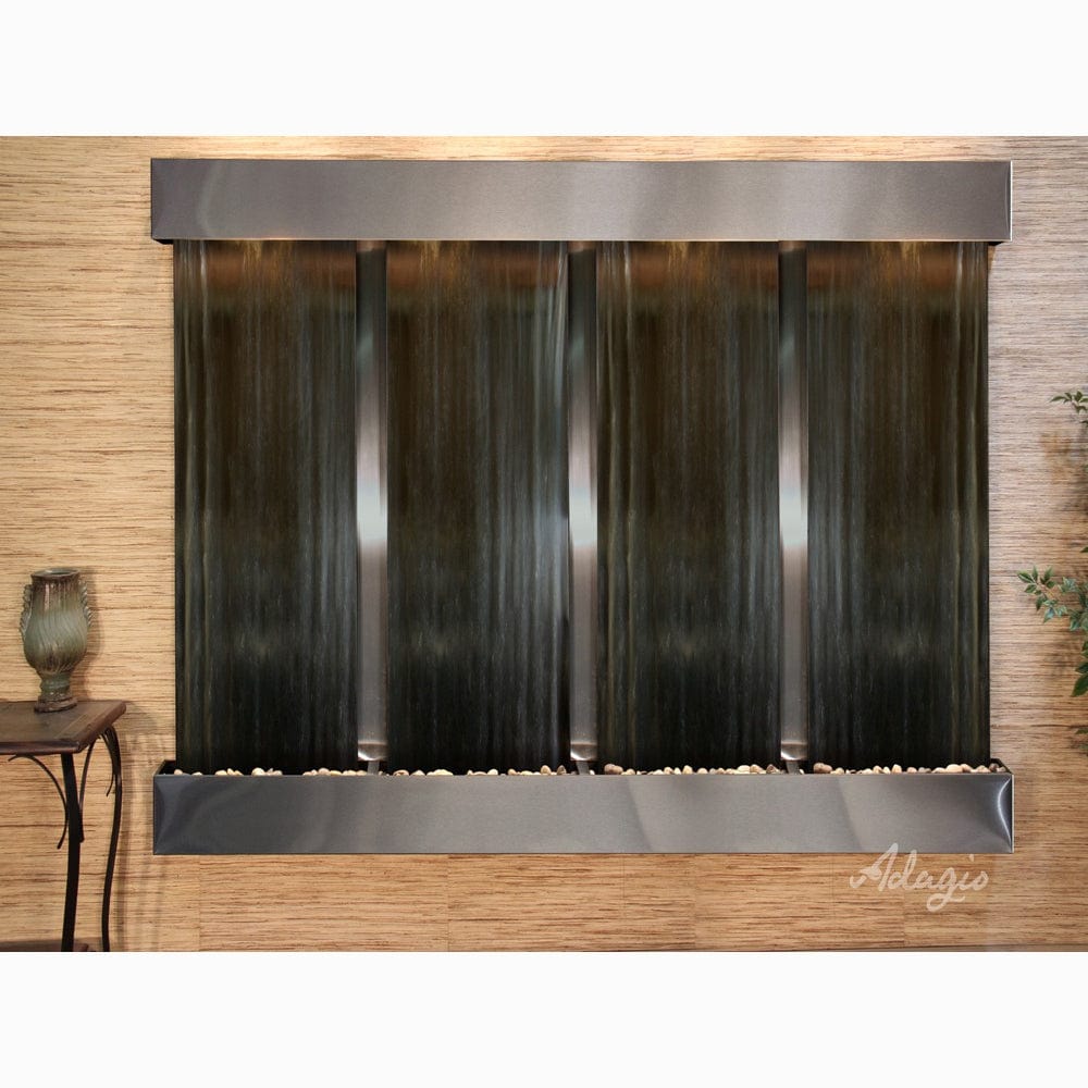 RegalFalls-SilverMirror-StainlessSteel-Squared-WhiteLED - Outdoor Art Pros