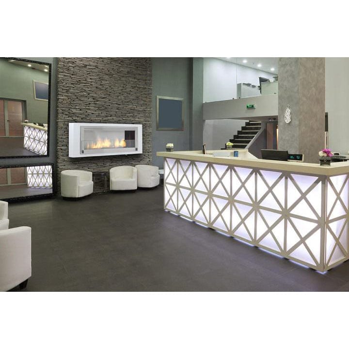 Eco-Feu Santa Cruz Biofuel Fireplace in Gloss White With Stainless Interior - Outdoor Art Pros