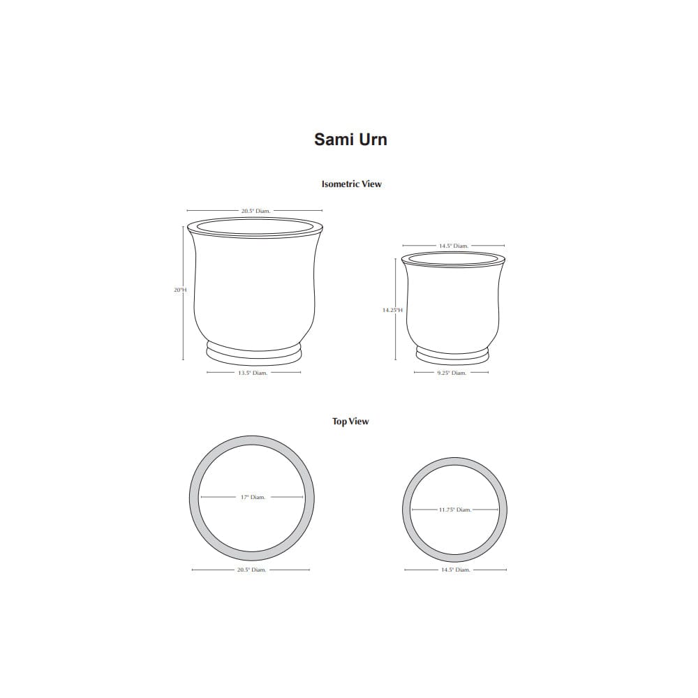 Sami Urn - Set of 2 Specs - Outdoor Art Pros
