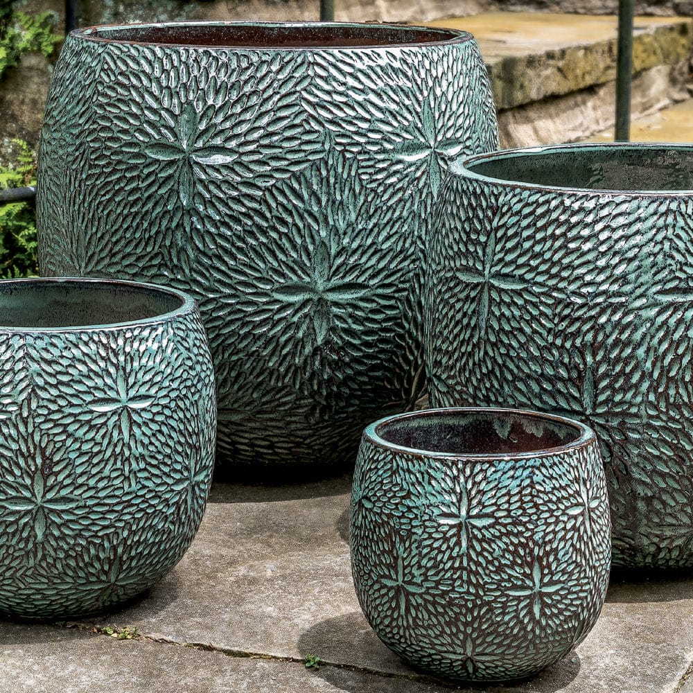 Sand Dollar Planter Set of 4 in Seafoam Green - Outdoor Art Pros