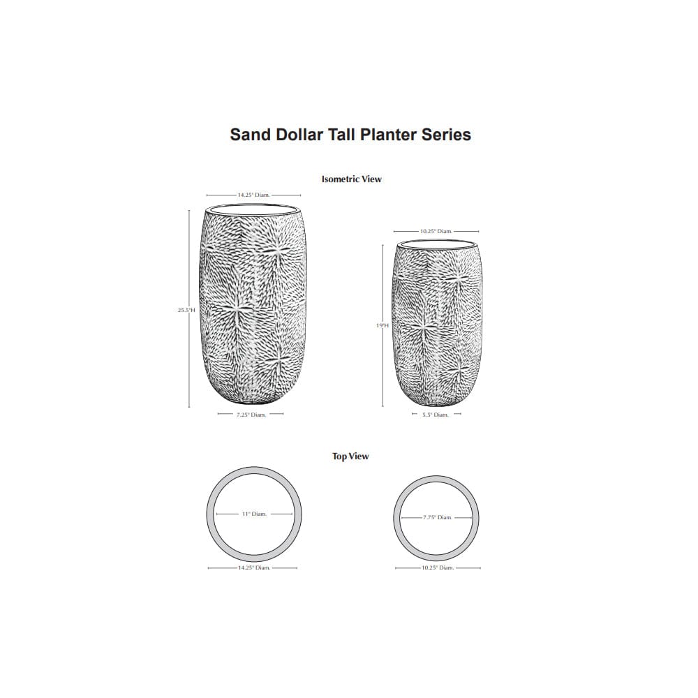 Sand Dollar Tall Planter Nested Set of 2 | Glazed Collection