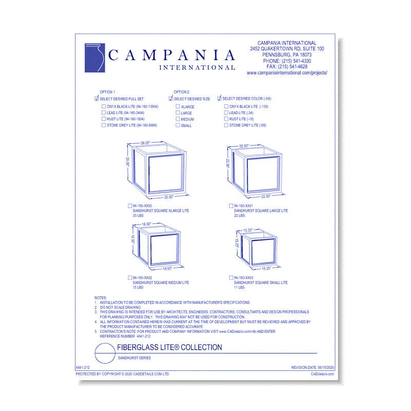 Sandhurst Cube Planter Lite® Specs - Outdoor Art Pros