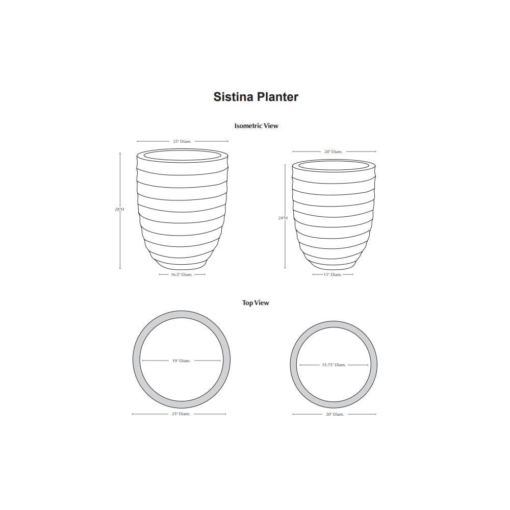 Sistina Vicolo Planter Set of 2 Specs - Outdoor Art Pros
