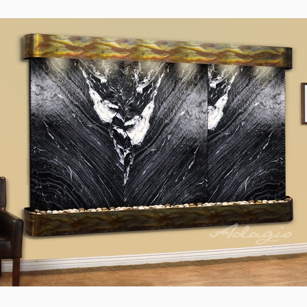 SolitudeRiver-BlackSpiderMarble-RusticCopper-Rounded-White - Outdoor Art Pros