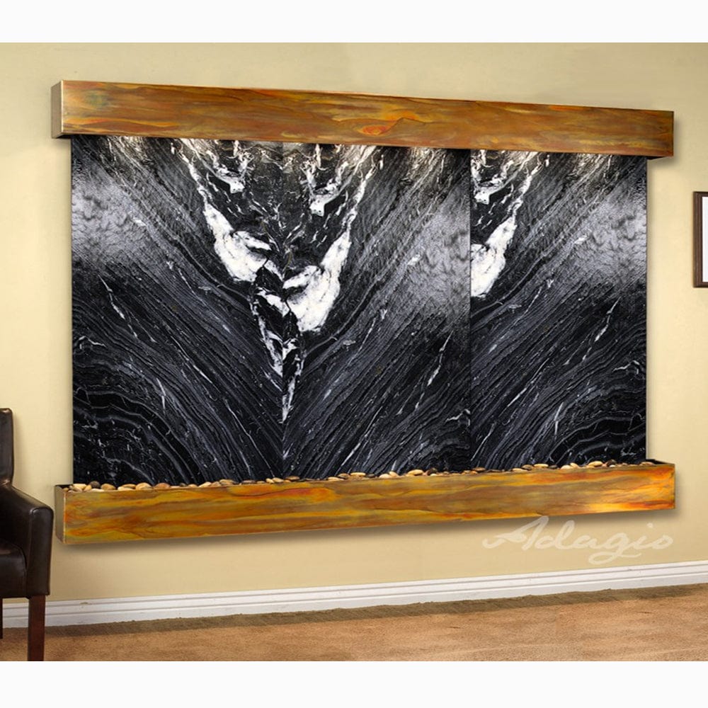 SolitudeRiver-BlackSpiderMarble-RusticCopper-Squared-White - Outdoor Art Pros