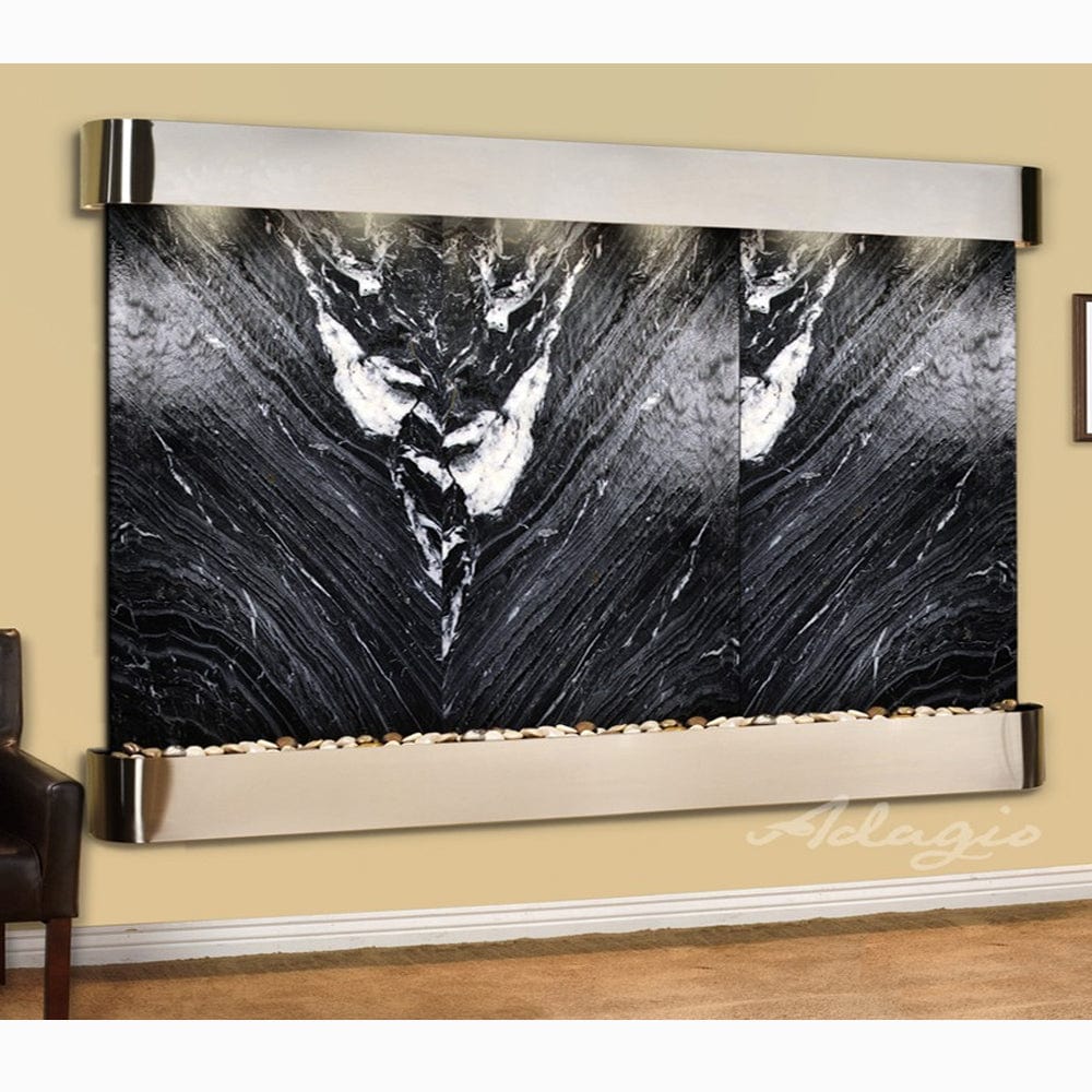 SolitudeRiver-BlackSpiderMarble-StainlessSteel-Rounded-White - Outdoor Art Pros
