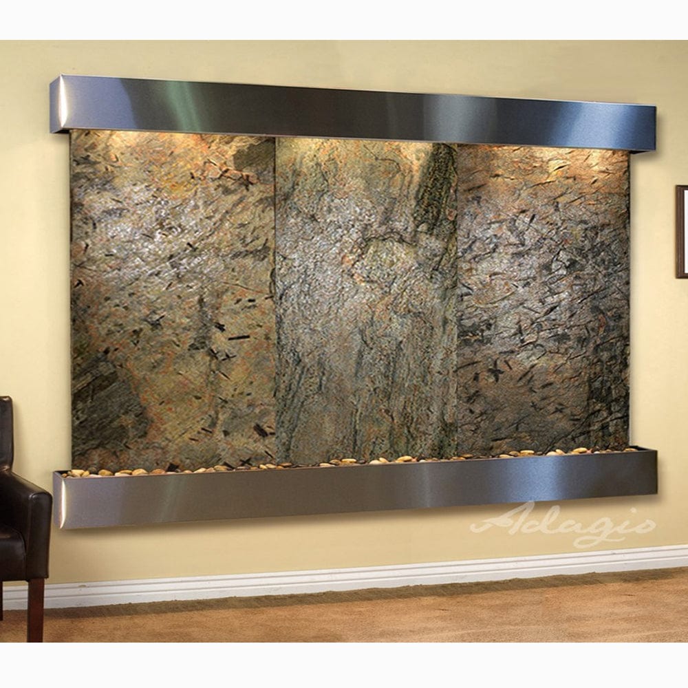 SolitudeRiver-GreenSlate-StainlessSteel-Squared-White - Outdoor Art Pros