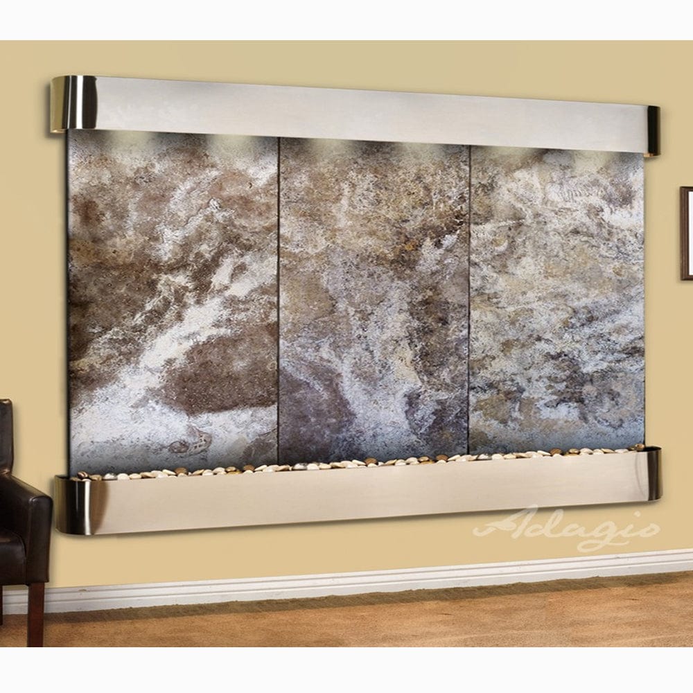 SolitudeRiver-MagnificoTravertine-StainlessSteel-Rounded-White - Outdoor Art Pros