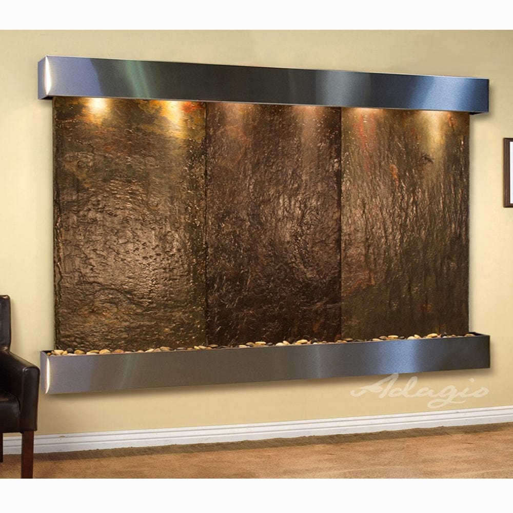 SolitudeRiver-Multi-ColorSlate-StainlessSteel-Squared-White - Outdoor Art Pros