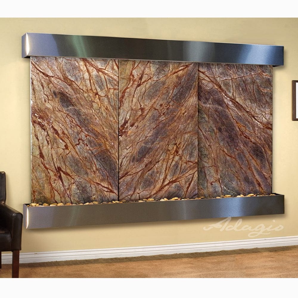 SolitudeRiver-RainforestBrownMarble-StainlessSteel-Squared-White - Outdoor Art Pros