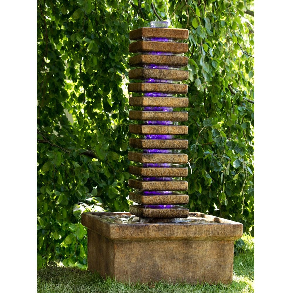 Square Luminaire Fountain - Outdoor Art Pros