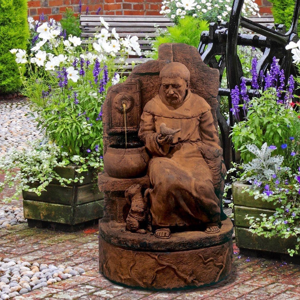 St. Francis At Well Garden Fountain - Outdoor Art Pros