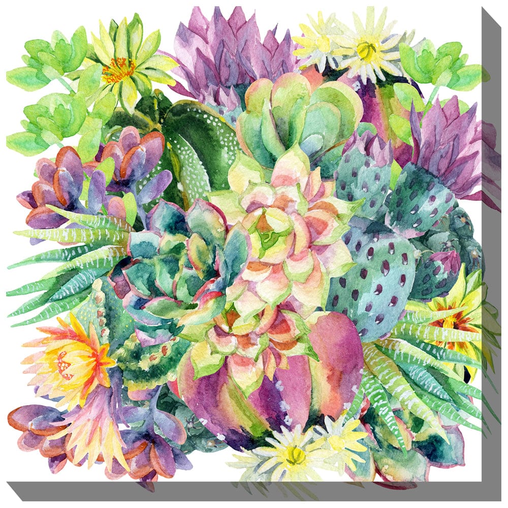 Succulent Blooms Outdoor Canvas Art - Outdoor Art Pros