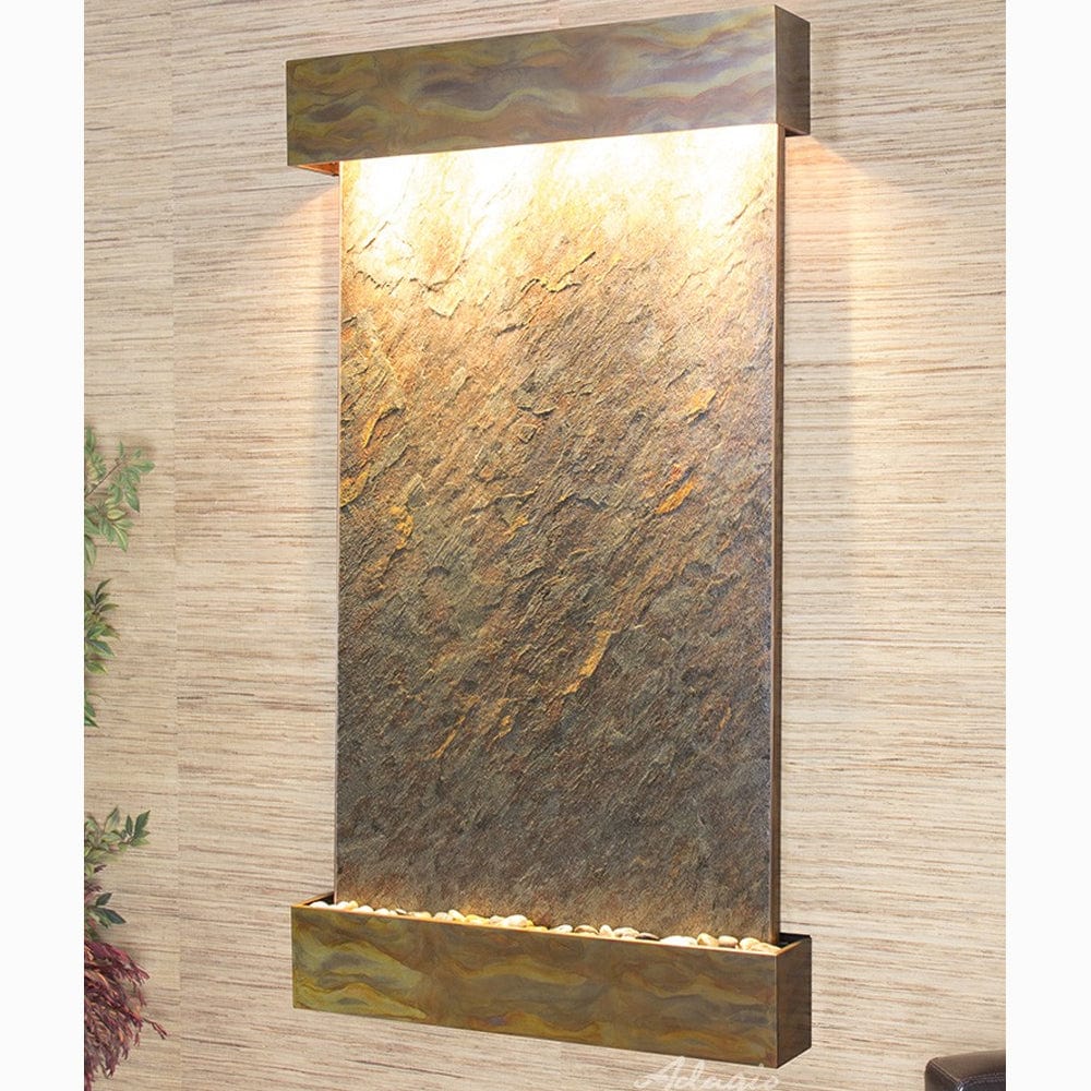 SummitFalls-GreenFeatherStone-RusticCopper-Squared-White - Outdoor Art Pros