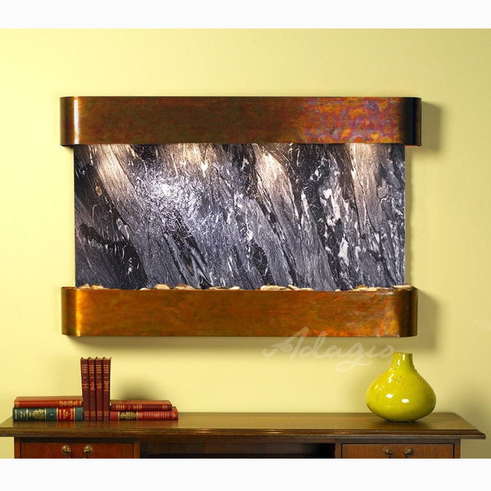 SunriseSprings-BlackSpiderMarble-RusticCopper-Rounded-White - Outdoor Art Pros