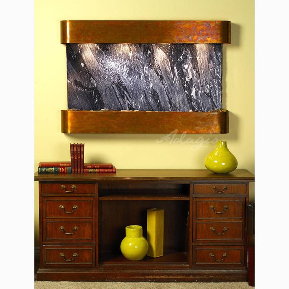 SunriseSprings-BlackSpiderMarble-RusticCopper-Rounded-White - Outdoor Art Pros