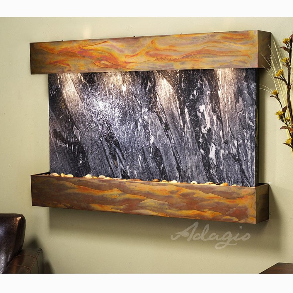 SunriseSprings-BlackSpiderMarble-RusticCopper-Squared-White - Outdoor Art Pros