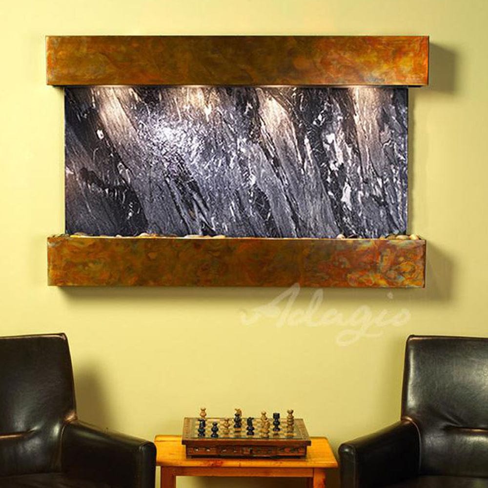 SunriseSprings-BlackSpiderMarble-RusticCopper-Squared-White - Outdoor Art Pros