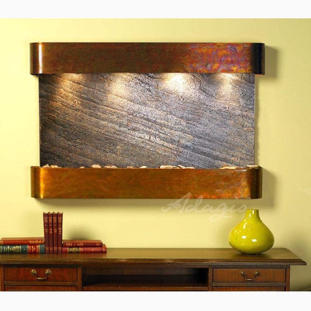 SunriseSprings-GreenFeatherStone-RusticCopper-Rounded-White - Outdoor Art Pros