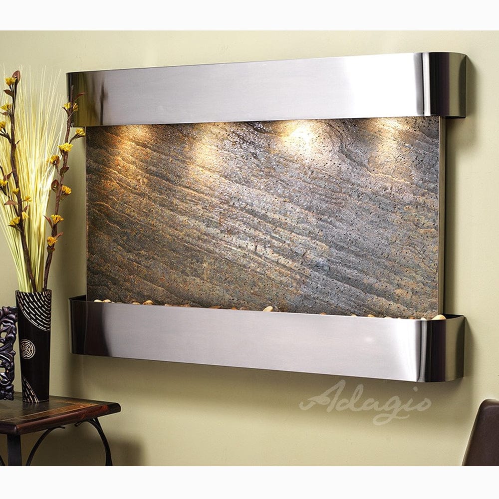 SunriseSprings-GreenFeatherStone-StainlessSteel-Rounded-White - Outdoor Art Pros