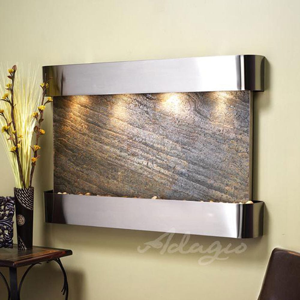 SunriseSprings-GreenFeatherStone-StainlessSteel-Rounded-White - Outdoor Art Pros