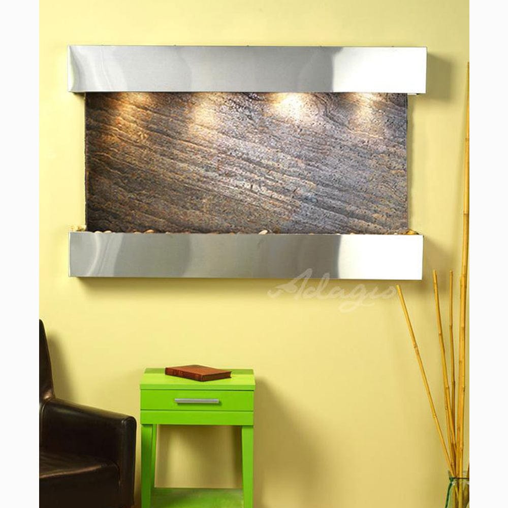 SunriseSprings-GreenFeatherStone-StainlessSteel-Squared-White - Outdoor Art Pros