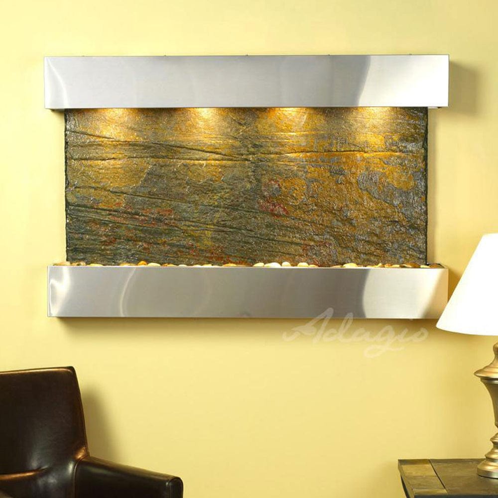 SunriseSprings-GreenSlate-StainlessSteel-Squared-White - Outdoor Art Pros