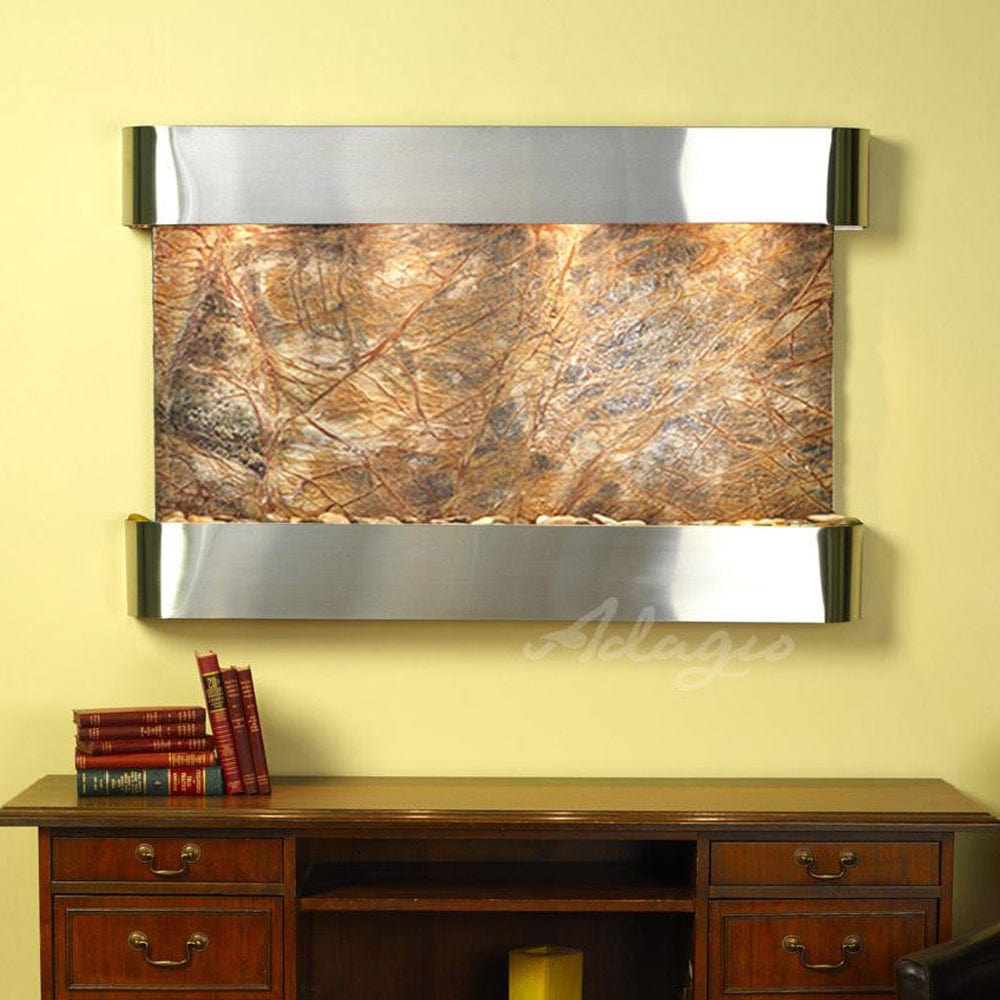 SunriseSprings-RainforestBrownMarble-StainlessSteel-Rounded-White - Outdoor Art Pros