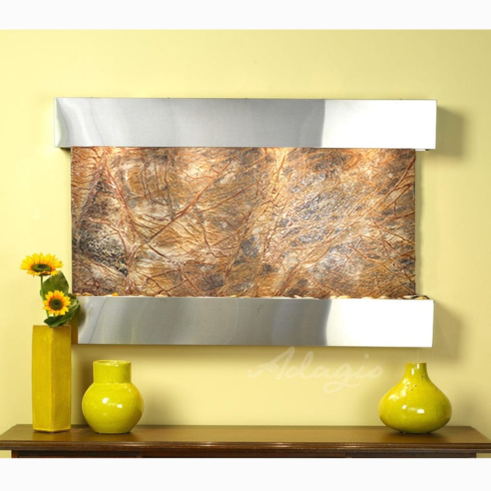 SunriseSprings-RainforestBrownMarble-StainlessSteel-Squared-White - Outdoor Art Pros