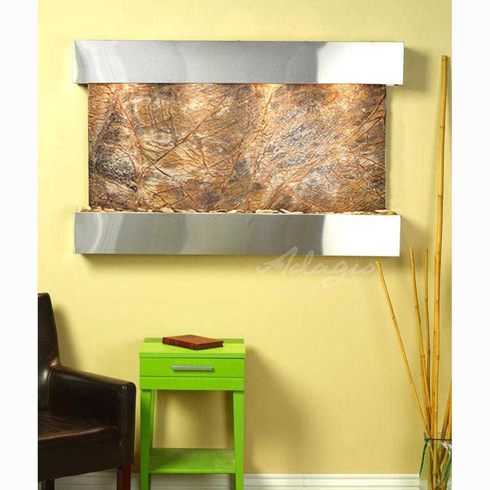 SunriseSprings-RainforestBrownMarble-StainlessSteel-Squared-White - Outdoor Art Pros
