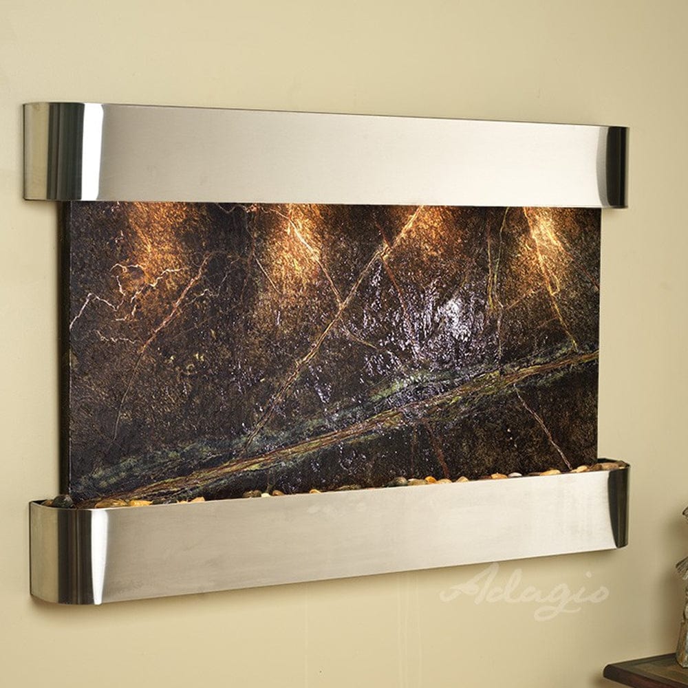 SunriseSprings-RainforestGreenMarble-StainlessSteel-Rounded-White - Outdoor Art Pros