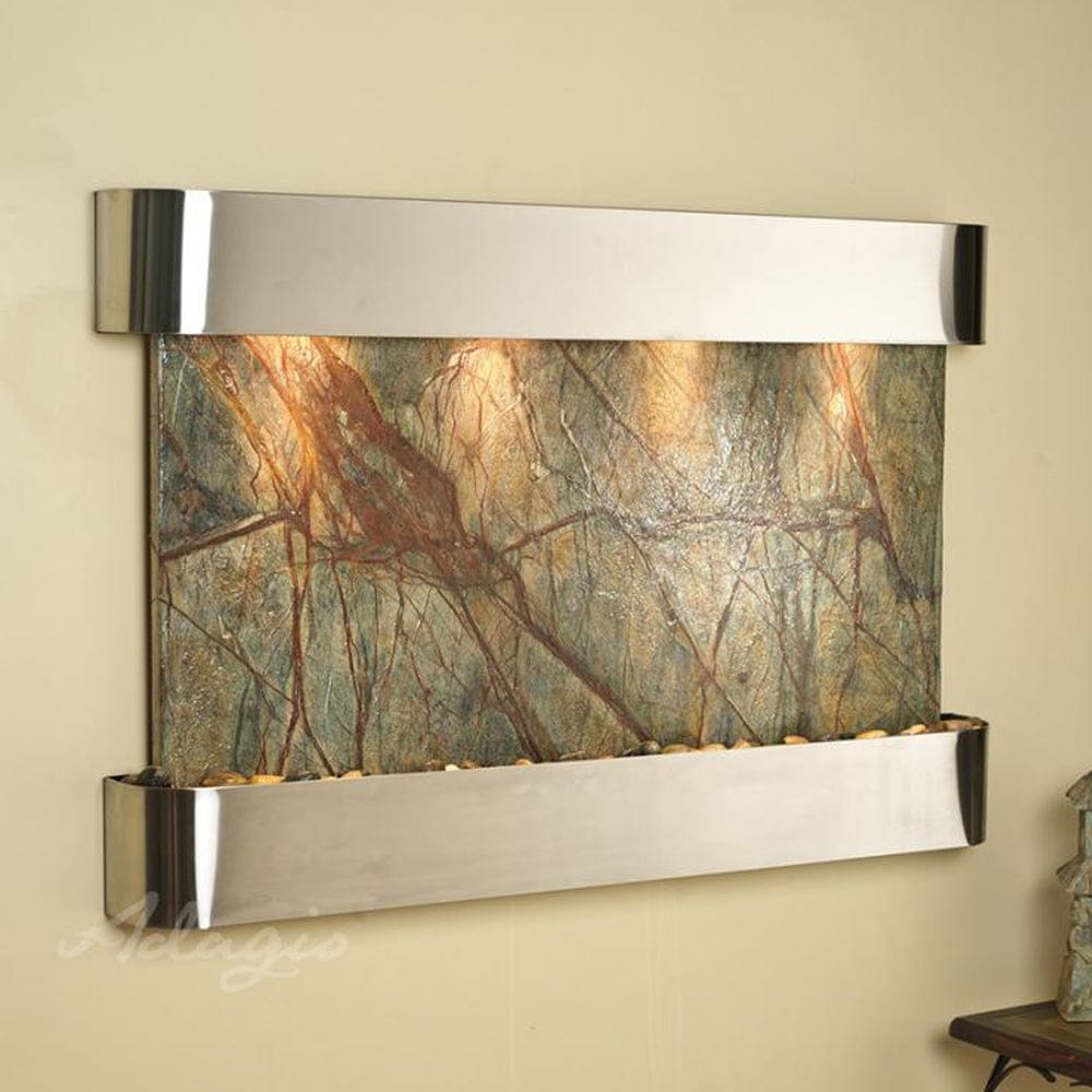 SunriseSprings-RainforestGreenMarble-StainlessSteel-Rounded-White - Outdoor Art Pros