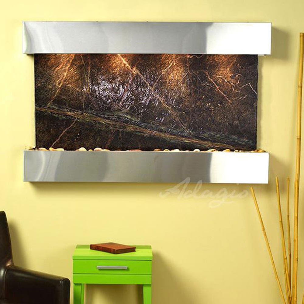 SunriseSprings-RainforestGreenMarble-StainlessSteel-Squared-White - Outdoor Art Pros