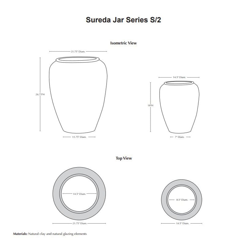 Sureda Jar in Angkor Grey Mist - Set of 2 - Outdoor Art Pros