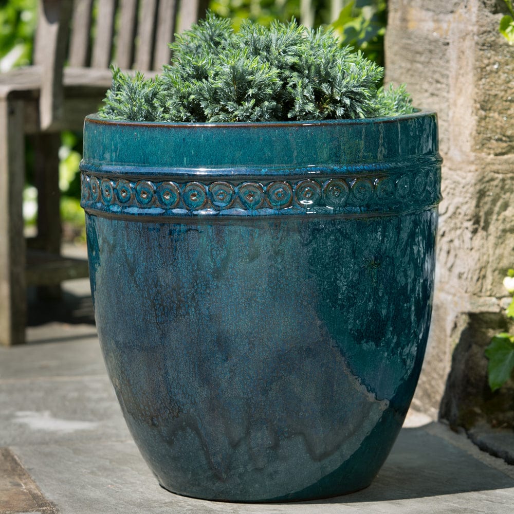 Tall Borsa Glazed Terra Cotta Planter Set of 4 in Indigo Rain