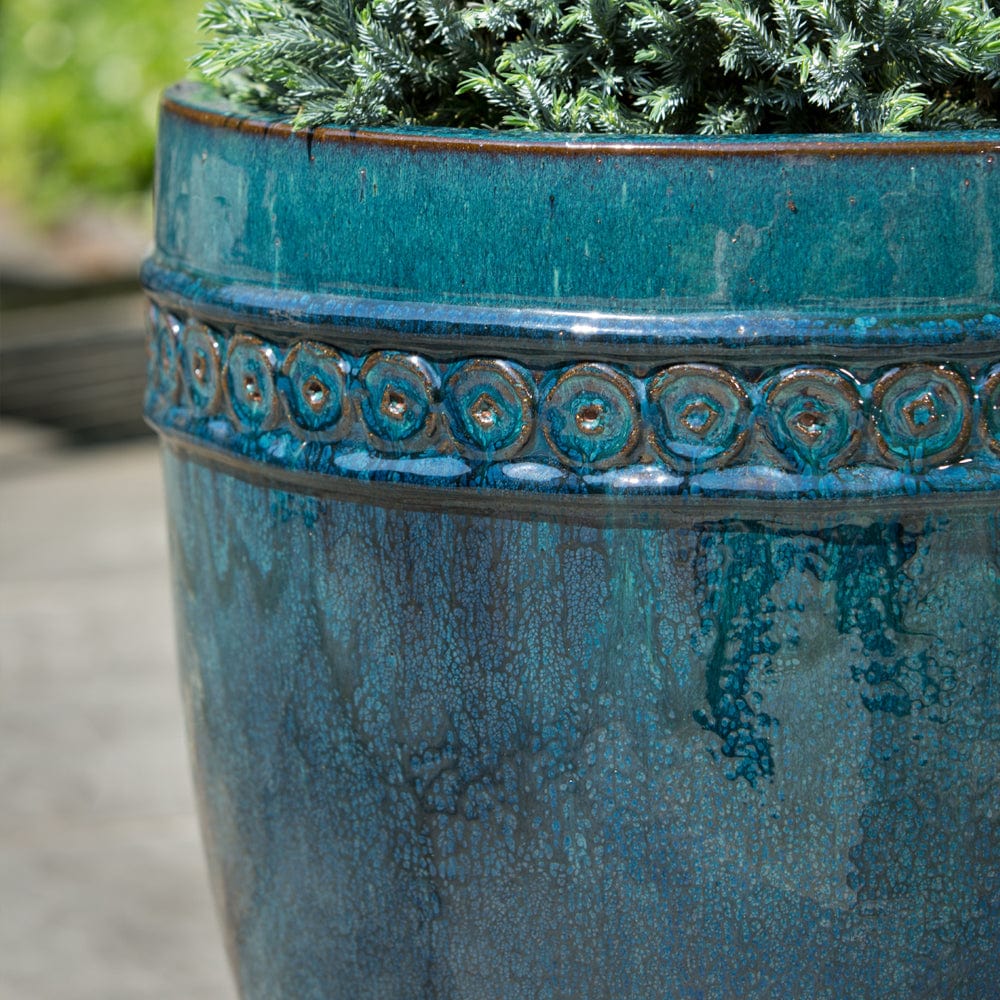 Tall Borsa Glazed Terra Cotta Planter Set of 4 in Indigo Rain