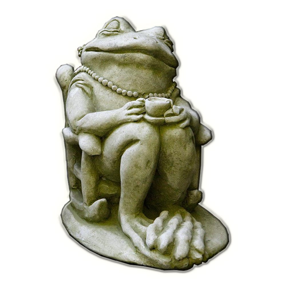 Tea Frog Cast Stone Garden Statue