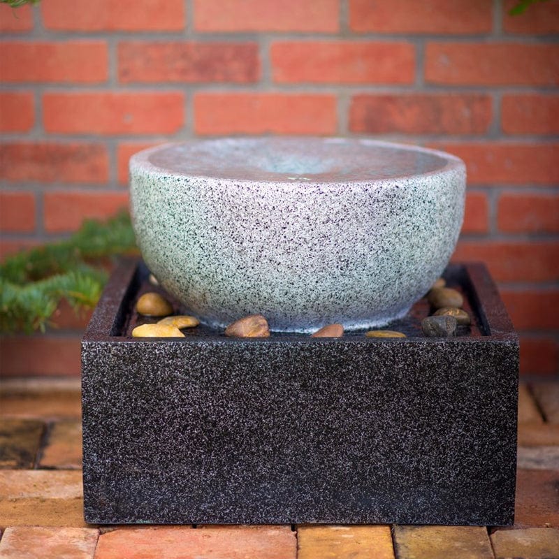 Tenaya Granite Vortex Fountain with LED Lights - Outdoor Art Pros