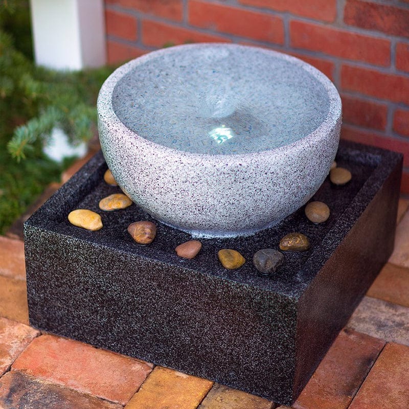 Tenaya Granite Vortex Fountain with LED Lights - Outdoor Art Pros