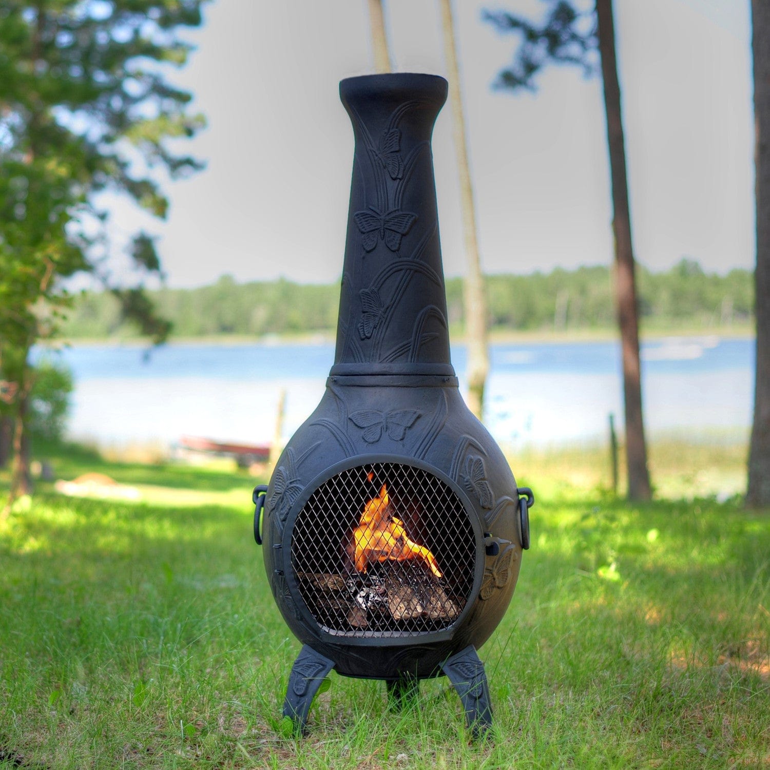 The Blue Rooster Butterfly Chiminea