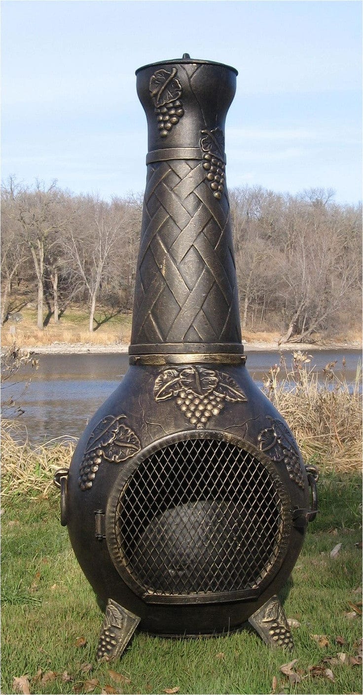 The Blue Rooster Grape Chiminea in Cast Iron