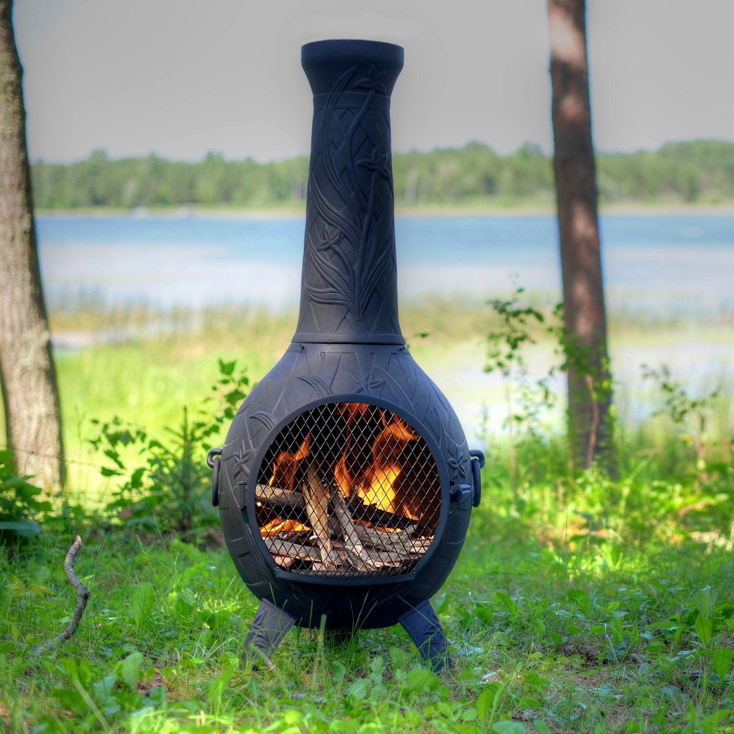 The Blue Rooster Orchid Chiminea