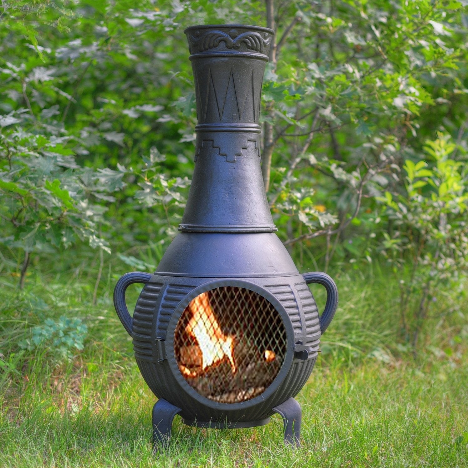 The Blue Rooster Pine Chiminea