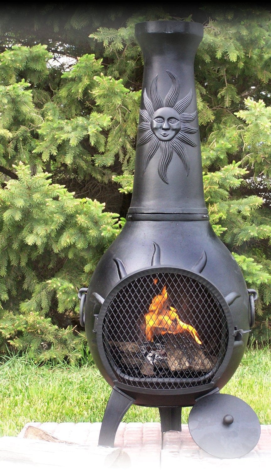 The Blue Rooster Sun Stack Chiminea