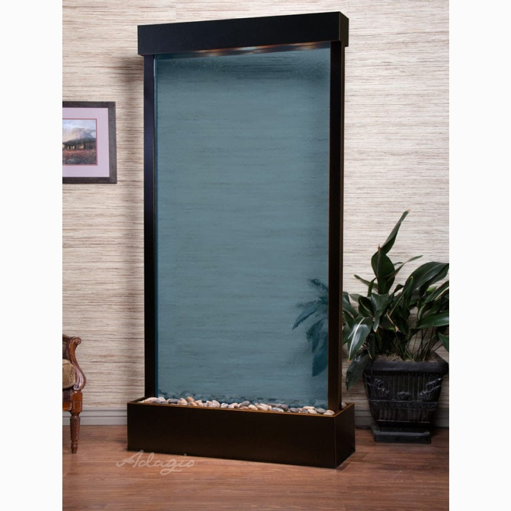 TranquilRiver_CenteredInBase_-BlueGlass-BlackenedCopper-White - Outdoor Art Pros